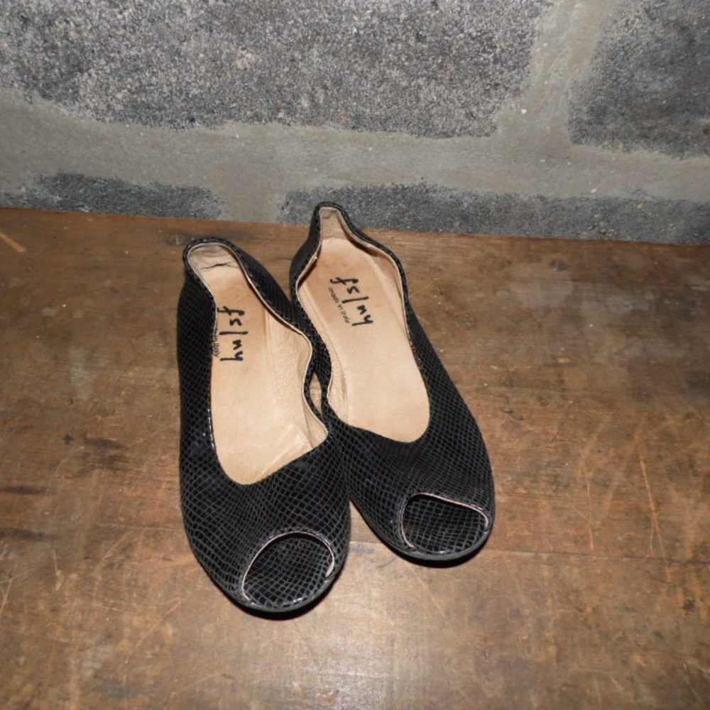leather faux snake open toe ballet flats Italy